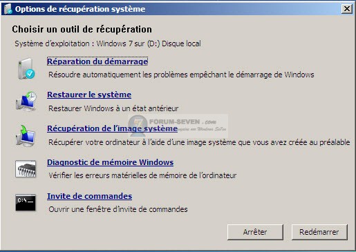 Disque de réparation windows 7