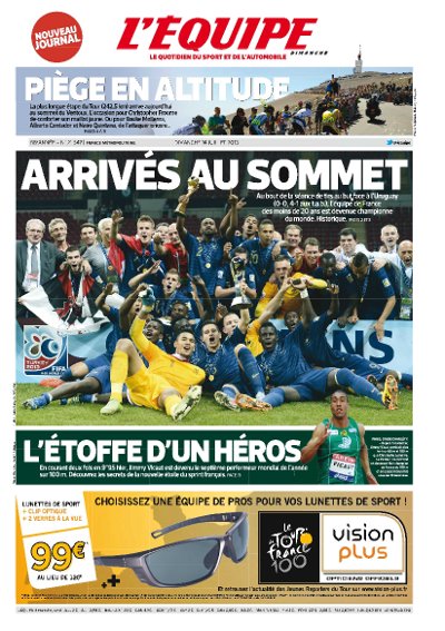 L'Equipe du Dimanche 14 Juillet 2013