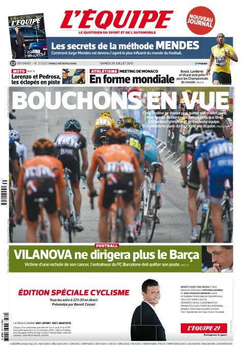 L'Equipe du samedi 20 Juillet 2013