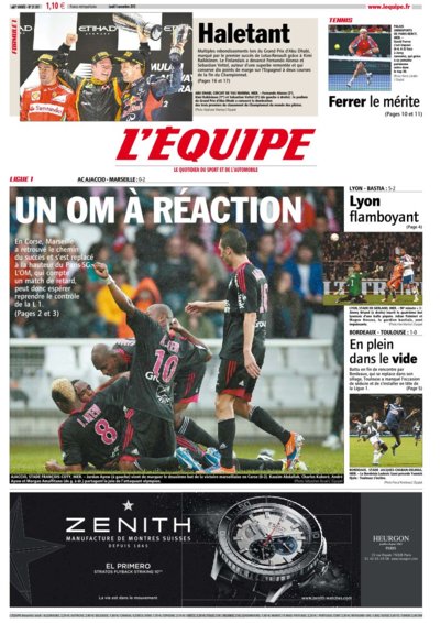 L'equipe Edition du 05 Novembre 2012