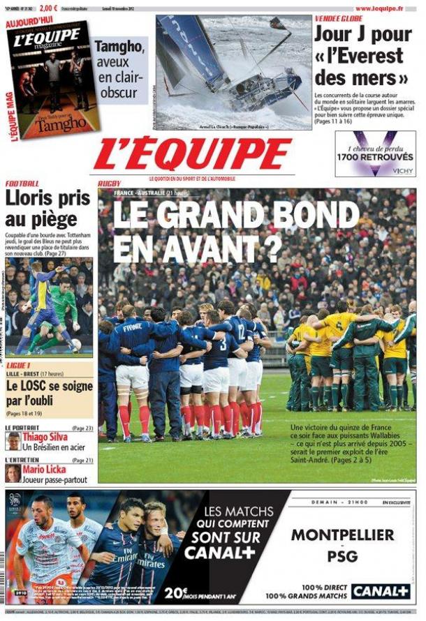 L'equipe Edition du 10 Novembre 2012