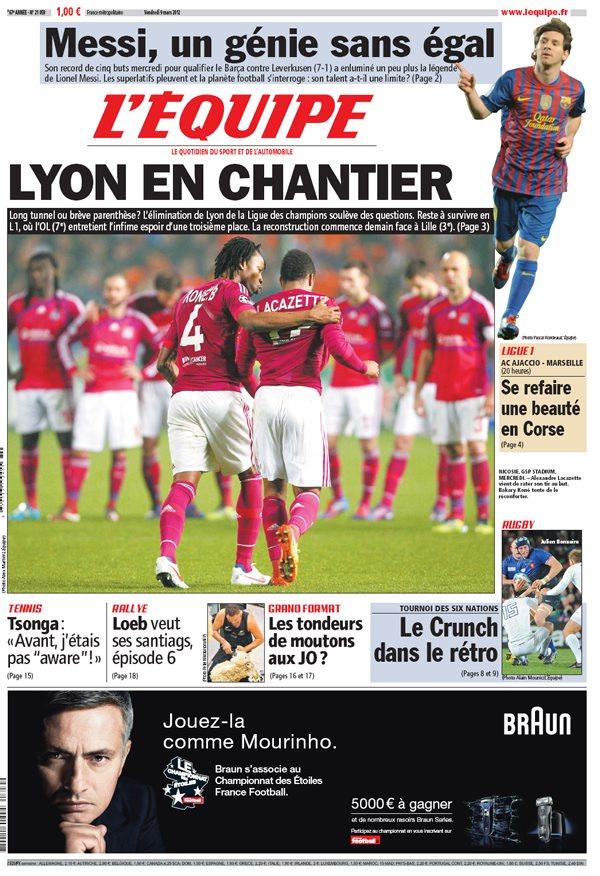 L'Equipe edition du 9 mars 2012