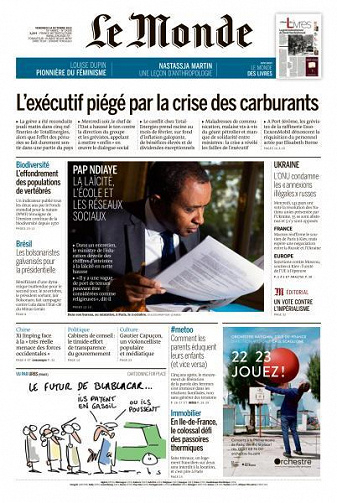 Le Monde du 14 Octobre 2022