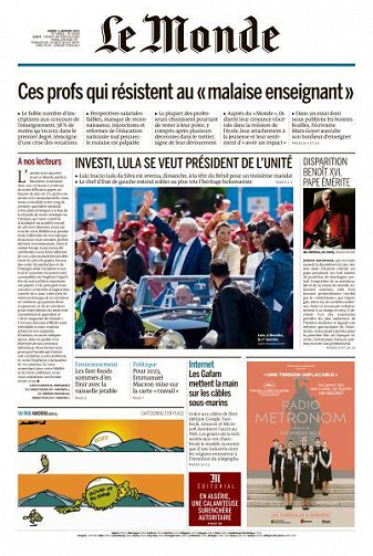 Le Monde du 3 Janvier 2023