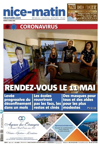 Nice Matin du mardi 14 avril 2020